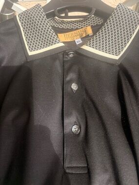 Black Lightweight Shirt Jacket with Patterned Contrast Collar . New !